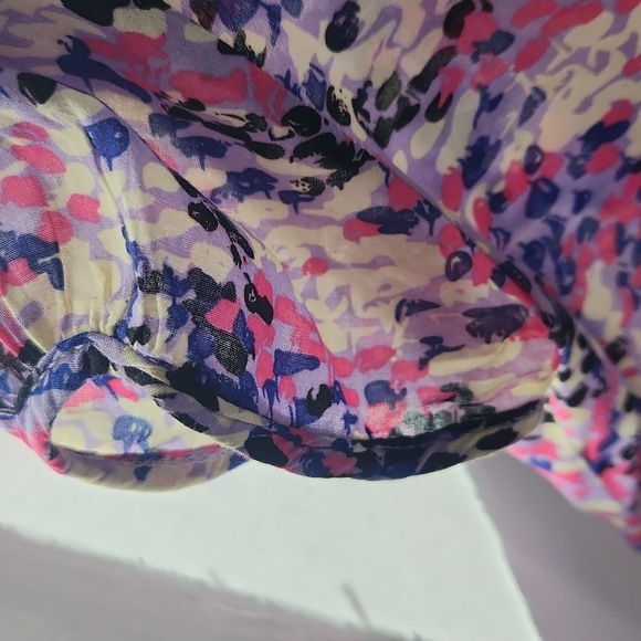 UNICA hiya Pink, purple, white, black pattern blouse cap sleeve Small - Picture 6 of 15